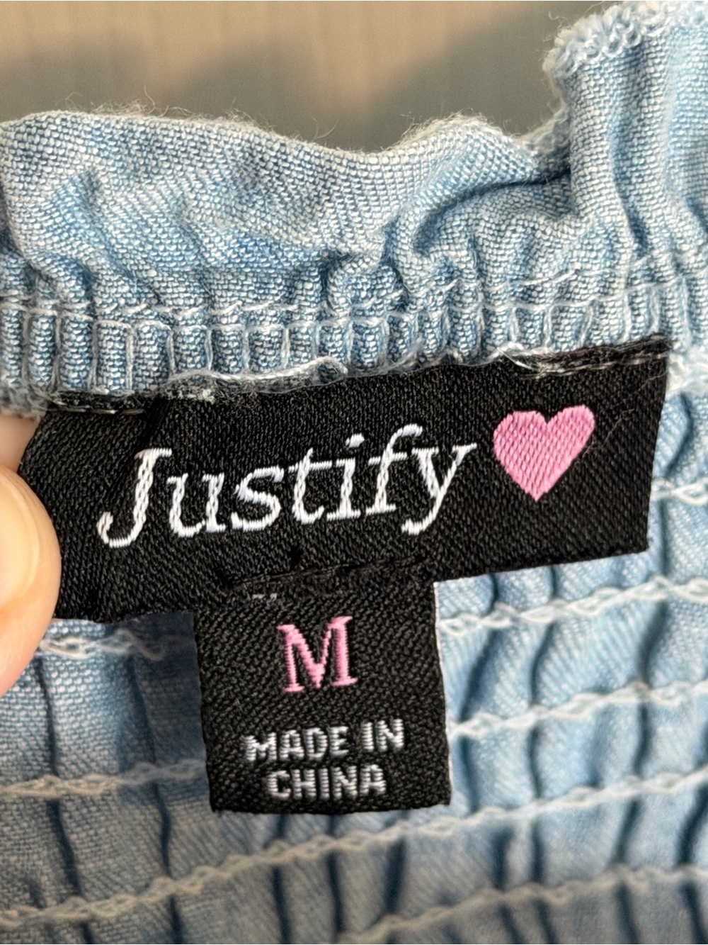Justify Chambray Denim Maxi Dress Smocked Button Front Size Medium - Picture 8 of 11